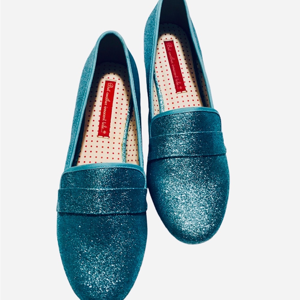 BAIT Size 10 Sky blue glittery bling flats - Picture 5 of 9